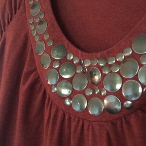 Embellished neck sleeveless tank